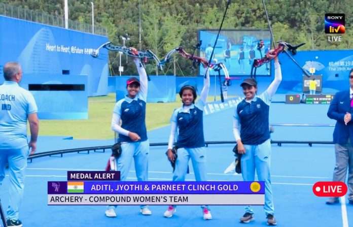 Asian Games: Jyothi Vennam, Aditi Swami, Parneet Kaur Took Home Gold In A Nail-Biter Compound Women's Team Final | KreedOn