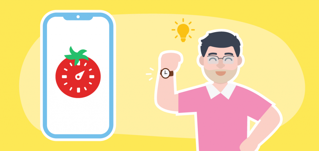 Entrepreneur with Pomodoro timer